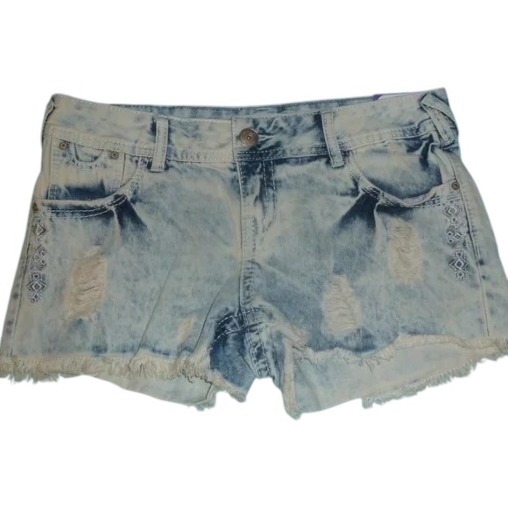 NWT Series Short & Sexy Selena Low Rise Denim Shorts Size 9 Distressed Y2K